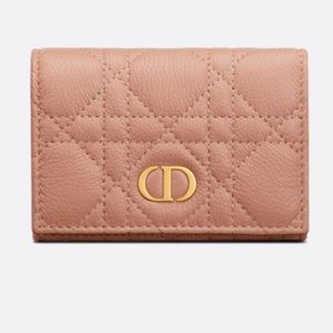 Dior Caro Glycine Wallet in Rose de Vents Supple Cannage Calfskin S5132UWHC_M49P